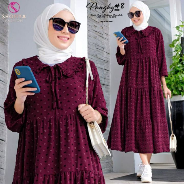 Midi Dress Wanita Bahan Crinkle Rubiah Premium Nyaman Tebal Fashion Muslim  Remaja Kekinian Homie Dress Hijaber | Lazada Indonesia