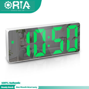 ORIA Digital Clock LED Alarm Clock Voice Control USB Table Clock 12/24H Format Snooze Function 3 Brightness Adjustable 3 Alarm Modes for Home Bedroom Office
