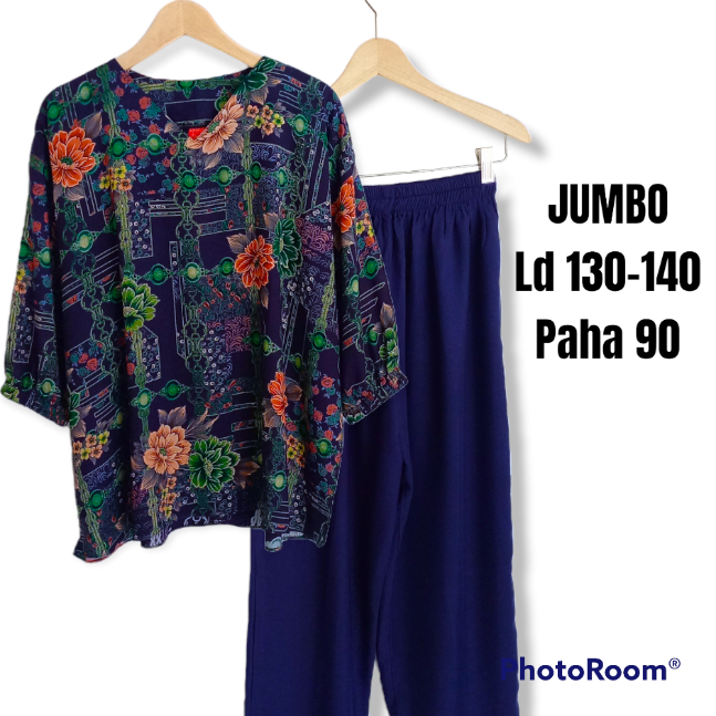 setelan baju dewasa wanita jumbo Ld 120 130 bb 80 kg bahan rayon