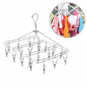 20 Clips Drying Rack Stainless Steel Sock Underwear Cloth Multiple Clips Hanger Laundry Washing Towel Airer Dryer Racks Pegs