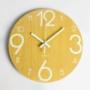 【Local seller +COD】TOP HOME PH Luminous Wooden Round Wall Clock Minimalist Elegant Nordic Design 12 inches