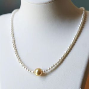 Montagne Jewelry South Sea Pearl Jewelry Elegant Golden+White Design Fine Jewellery Natural Flawless Grade A Pearl Necklace Pearl Choker mother day gift