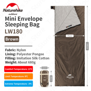 Naturehike LW180 Camping Sleeping Bag Ultralight Spring Summer Cotton Sleeping Bag for Single Couple Tourist Hiking Waterproof