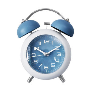 [Xin Ngó ]Twin Bell Alarm Clock Metal Loud-alarm Pointer Clocks Night Light Backlight Silent Mechanical Clock for Home Office Table Creative Silent Night Light 4 Inch