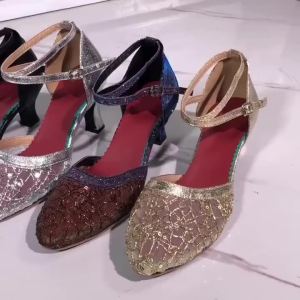 ♢รองเท้าเต้นรําละติน พื้นนิ่ม ผ้าตาข่าย ระบายอากาศได้ดี สําหรับผู้ใหญ่X1101