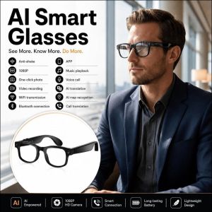 OOC 2 in 1 AI Smart Glasses HD Photo Video Voice Real-time Translation Intelligent Eye Glasses Hands-Free Waterproof Smart Video Glasses Voice Call