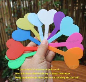Sét 50 thẻ cắm name tag hình trái tim nhựa PP cao cấp dùng ghi nhớ tên giống cây size 4.6x8.2cm ( xem trong mô tả )