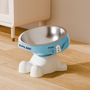 OUTOPEN Có thể tháo rời Bát ăn cho mèo bằng thép không gỉ Cạnh Chống Cắn Đế chống trượt Bát ăn cho thú cưng nâng cao Bền bỉ Chống va đập Máy cấp thức ăn cho thú cưng Cho chó ăn