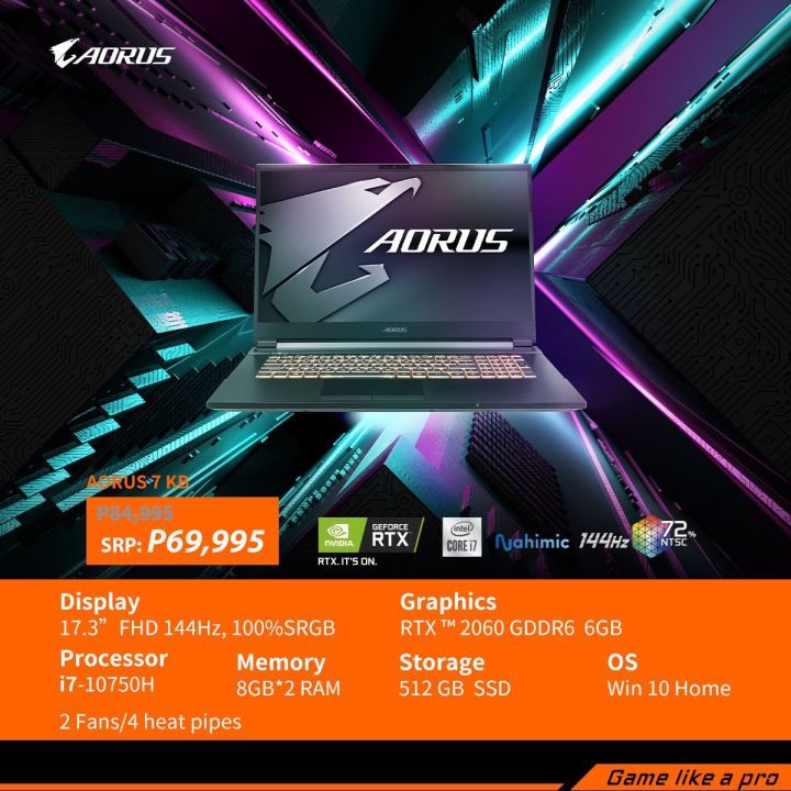 Gigabyte Aorus KB Gaming Laptop -- FHD 144hz 100% SRGB