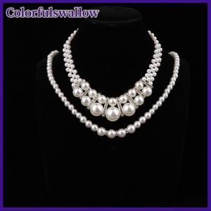 Colorfulswallow Thời Trang Cổ Điển Womens Cô Dâu Đám Cưới Trang Sức Set Rhinestone Giả Vòng Cổ Ngọc Trai Vòng Cổ Vòng Tay Bông Tai Đám Cưới Đảng Trang Sức Quà Tặng