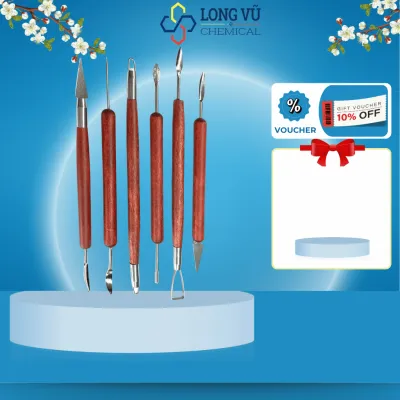 Dụng Cụ Điêu Khắc Đất Sét 6 PCS Dụng Cụ Bằng Thép Không Gỉ Hai Đầu Tay Cầm Bằng Gỗ Dụng Cụ Gốm Để Dập Nổi