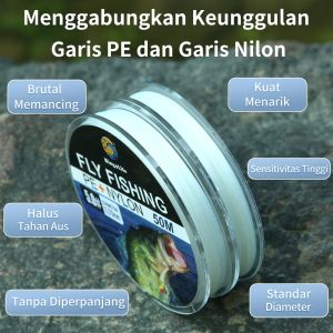 Bingolife Senar Pancing Terkuat Ukuran Kecil Max 40kg Fly Fishing Line Putih 0.1#~5# PE + Nilon