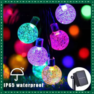 Solar 100 led string fairy light Christmas light with Outdoor Waterproof Garden /Party LED Solar String Lights Bubbles Crystal Fairy