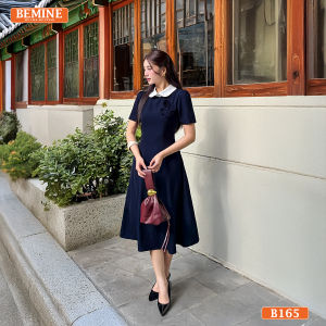 Đầm thiết kế BEMINE cổ sen đính hoa dáng chữ A phù hợp đi làm-B165