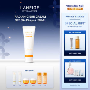 [3.3 Exclusive Set] LANEIGE Radian-C Sun Cream SPF 50+ PA++++ 50 ml - Sunscreen Wajah Mencerahkan dengan Tekstur Ringan - Tidak Lengket - Melembapkan - Semua Jenis Kulit