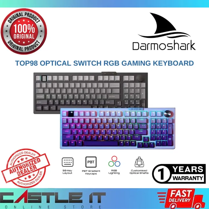 Darmoshark TOP98 Black White Optical Switch Gaming Keyboard RGB Backlit 96-Key Hot-Swappable PBT Key