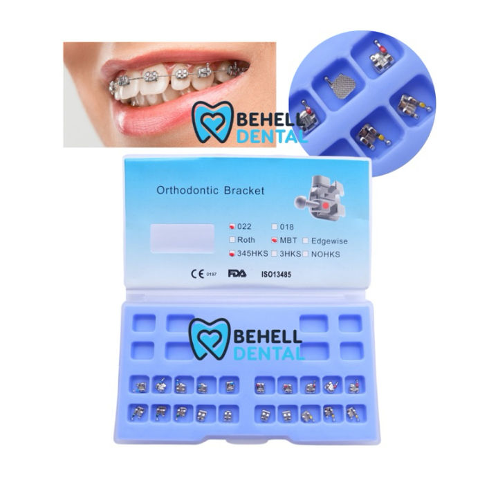 ORIGINAL BRACKET BEHEL METALIC METAL BRIGHT FANCY MINI KEMASAN BOX BIRU // MBT Mini Ortho Mesh Base HOOK ON 345 022 // Bracket Kawat Gigi Metalic Ortho Untuk Perawatan / Perbaikan / Braces Orthodontic Ortho / Behelldental