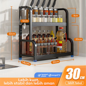 Rak Bumbu Dapur Stainless Steel Penyimpanan /Bumbu Penyelenggara/Rak Susun 2/3 Tier /Rak Botol Rempah-rempah
