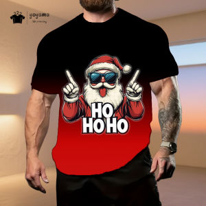 Santa Claus Mens T-Shirt Summer Trend Breathable Mens Tops Fashion O-Neck Mens Short Sleeve Christmas Casual Mens Clothing