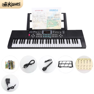 KAWES Keyboard Piano Elektrik Digital 61 Tuts Keyboard Elektronik Portabel untuk Piano Pemula untuk Anak-Anak