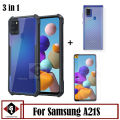 Paket 3-in1 Casing Hp samsung A21S softCase Anti Gores Kaca Bonus Garskin Back Skin. 
