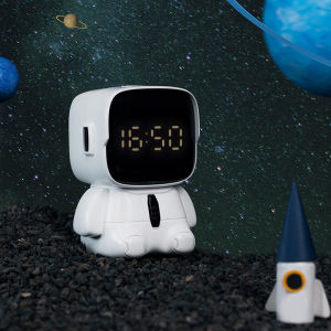 New Creative Astronaut Cute Childrens Digital LED Alarm Clock USB Rechargeable Multifunction Clock Childrens Room Desk Nightstand Decorative Birthday Holiday Gift