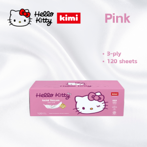 Hello Kitty Facial Tissues  3-Ply 120Sheets Ultra Soft  Wet & Dry Use  100% virgin pulp