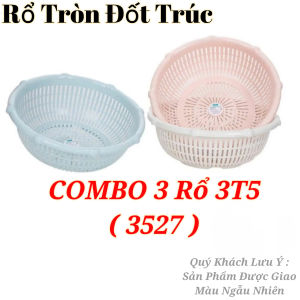COMBO 3 Rổ Tròn Đốt Trúc HOKORI  Nhựa Việt Nhật Nhiều Kích Cỡ 3524-29