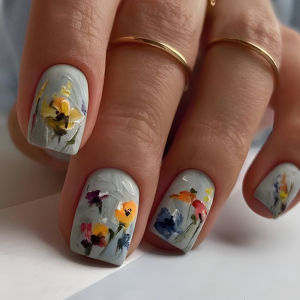 แท่งคลุมทั้งหมดแบบใช้ซ้ำได้24ชิ้นแท่งสี่เหลี่ยมสั้นเล็บปลอม3D ดอกไม้กดบนเล็บเล็บเทียมสปริง