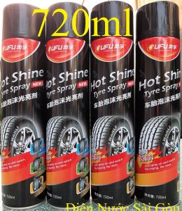 Chai Xịt Đen Bóng Lốp Xe HOT SHINE 720ml Bảo Vệ Và Làm Sạch Vỏ Xe Lốp Xe