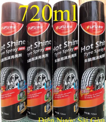 Chai Xịt Đen Bóng Lốp Xe HOT SHINE 720ml Bảo Vệ Và Làm Sạch Vỏ Xe Lốp Xe
