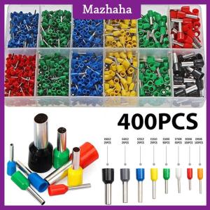 Mazhaha 400pcs Tubular Terminal Cord End Wire Connector Electrical Insulated Terminator