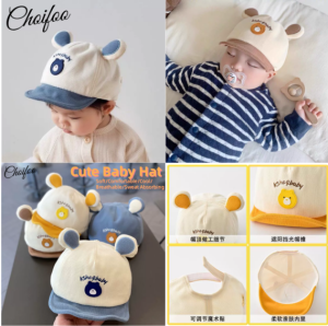 ChoiFoo หมวกเบสบอลปีกนิ่มหมวกเบสบอลเด็กใหม่หมวกเบสบอลเด็กลายการ์ตูนน่ารักปรับขนาดได้หมวกนุ่มแนะสวมสบายหมวกเบสบอลเด็กแบบบางระบายอากาศได้2ชิ้น