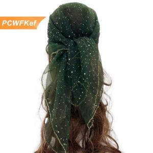 【PCWFKef】 Hợp thời trang Rhinestone vuông Khăn lụa mỏng ánh sáng thở headscarf khí rắn màu Khăn lụa đa năng mũ nón
