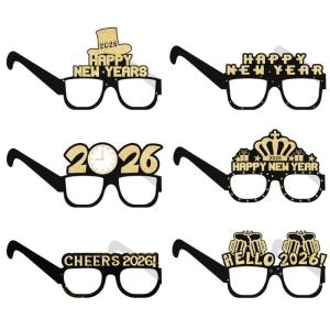 6PCS 2026 New Year Celebration Glasses Practical Foldable Frame Colorful For Costume Parties And Outdoor Fun Event