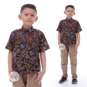 Kemeja Batik Pria Lengan Panjang Batik Couple Ayah Dan Anak Laki laki Motif Abri // Baju Batik Anak Laki-laki Umur 3-10 Tahun Baju Anak Cowok