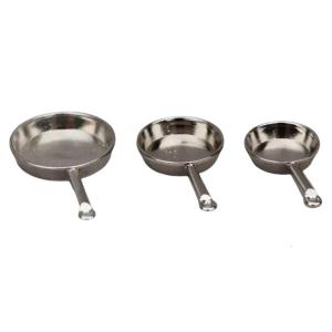 Set Of 3 Miniature Frying Pans For 1/12 Scale Dollhouses Kitchen Display Accessory Craft Project Model Decoration