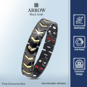Racabel Gelang Kesehatan Magnetik Original Duo Series Arrow | gelang kesehatan orco | Arrow Hitam Emas