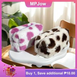 【MPJow】 Cute Sweet Heart Pattern Plush Pencil Case Girly Women Large Capacity Cosmetic Bag Travel Portable Storage Bags Organizer Gifts