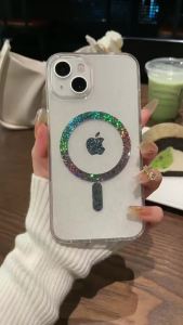 Magnetic Case Compatible iPhone16Pro Transparent Star Glitter Apple 13/15 Cross-border Phone Case SE4 Wholesale
