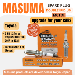 Masuma Double Iridium Spark Plug Original M8TDI for Toyota C-HR 1.2 Turbo (2017-2021) and Corolla Sport 1.2T (Recon) High Performance Ignition | Fuel Saving & Long Life | 40000KM Warranty