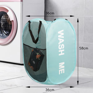 Foldable Laundry Basket Pop Up Mesh Clothes Hampers with Durable Handles High Capacity Washable Dirty Clothes Toys Dolls Storage Bathroom Hamper Bag Side Pockets