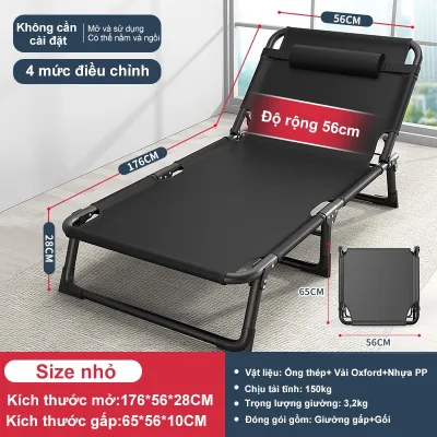 BMZAR giường gấp gọn ghế ngủ văn phòng gấp gọn có gối đầu khung hợp kim chịu lực cao cấp Có thể chịu được 200KG