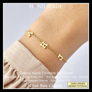gelang nama titanium anti karat anak dewasa gelang titanium emas gelang titanium anti karat bracelet aksesoris fashion