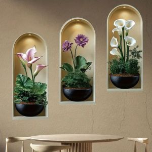 OKKFINE Removable Plant Wall Stickers Green Plant Pattern Self Adhesive Flower Wall Stickers Gifts Modern Style Decorative Wall Decals for 3PCS Home Decor