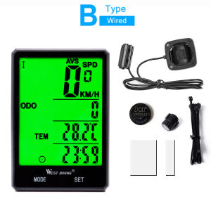 WEST BIKING 2.8" Large Screen Bicycle Computer Wireless Wired Bike Computer Waterproof Speedometer Odometer Cycling Stopwatch