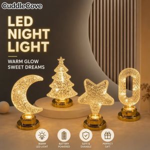 3D Led Night Light Star Moon Shape Warm Glow Battery Powered Bedside Desk Home Decor Kids Gift