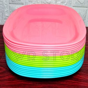 BANTING HARGA 3PCS PIRING SAJI KOTAK CANTIK MULTI WARNA DIAMETER 24CM / PIRING SAJI UNIK SERBAGUNA / FOODGRADE DAN SNI / BISA COD