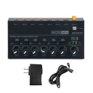 6 Channels Audio Stereo Mixer Ultra Low Noise Portable Sound Mixer Line Stereo Mixer for Recording Electric Guitar Studio Live PC