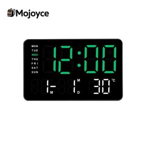 LED Digital Alarm Clock Electronic Wall Clock Large Number Display Boarderless Wall-mounted Clock Desk Alarm Clock for Bedroom